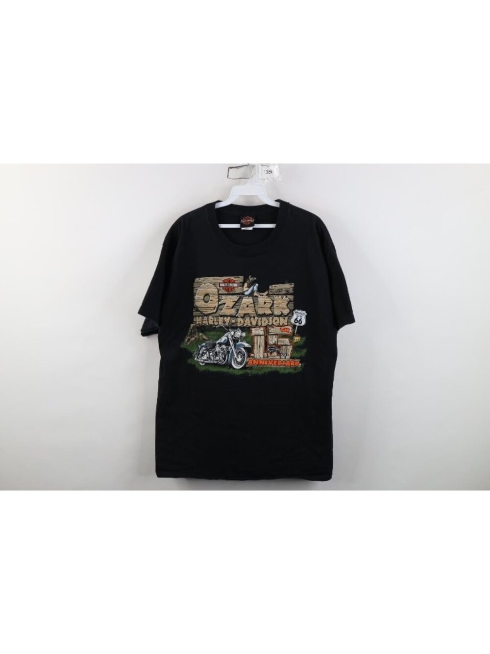 Vintage Y2K Harley Davidson Ozark T-Shirt Mens Size L Black Faded Short Sleeve